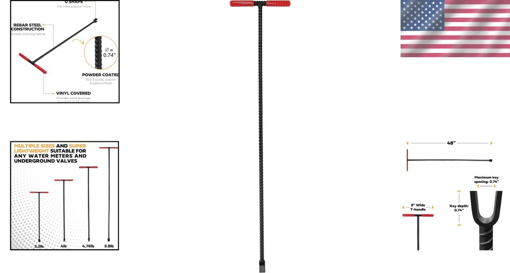 48-Inch Water Meter Key with T-Handle