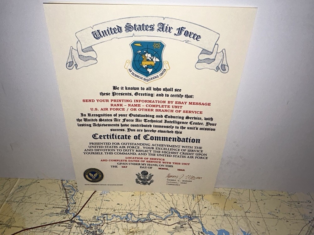 U.S.A.F. / AIR TECHNICAL INTELLIGENCE CENTER - CERTIFICATE OF COMMENDATION