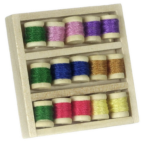 Miniature Dollhouse Thread Box With Spools 1:12 Scale New