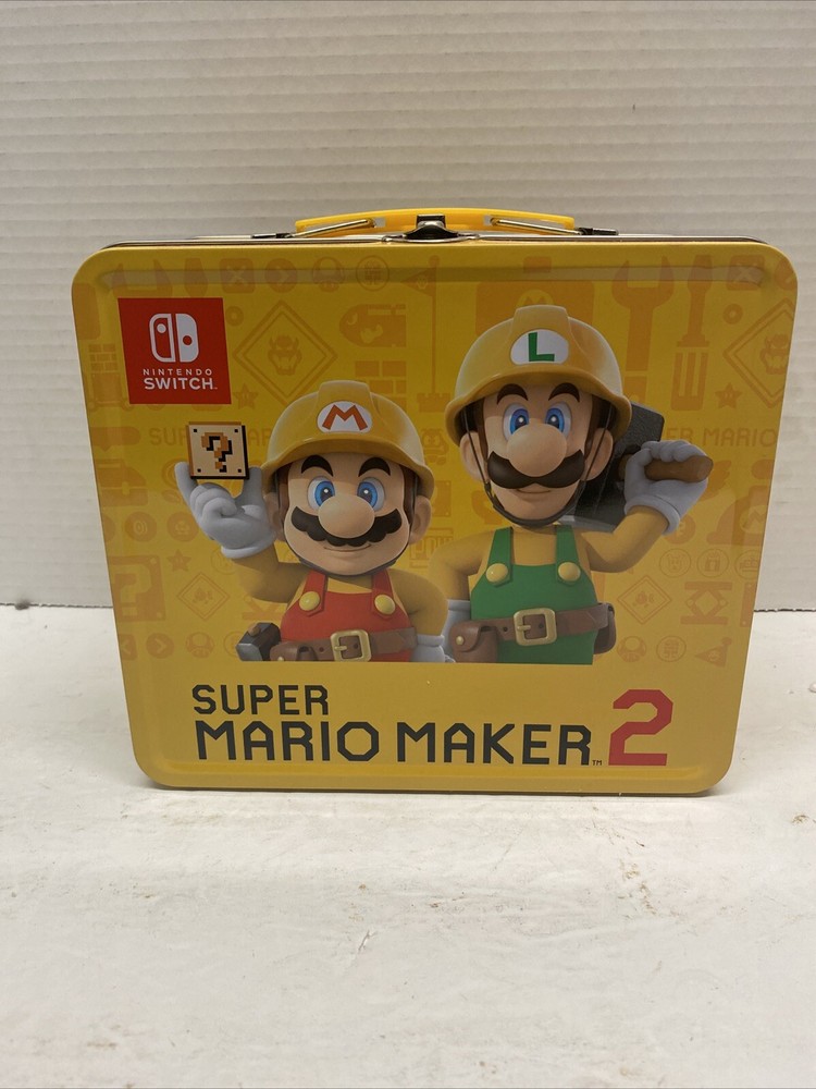 Super Mario Maker 2 Yellow Metal Lunch box Nintendo Switch Used