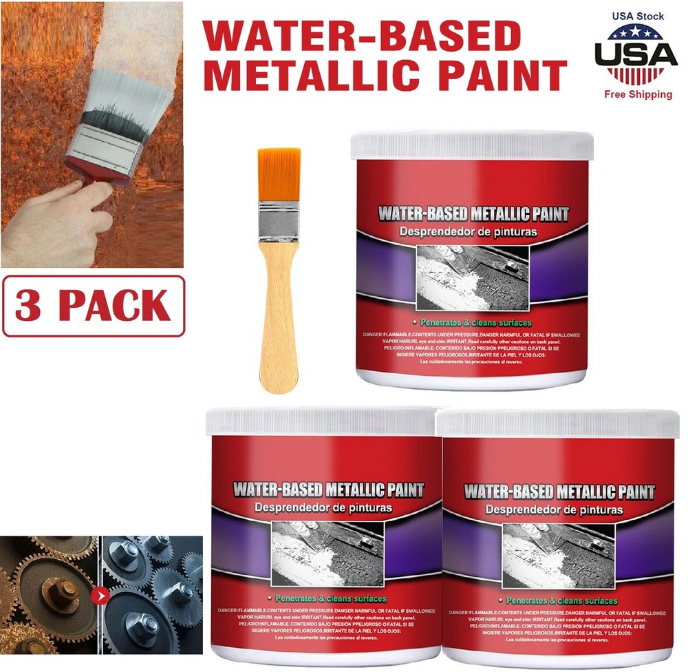 3Pcs Multifunctional Rust Removal Rust Converter Water-Based Primer for Metal US