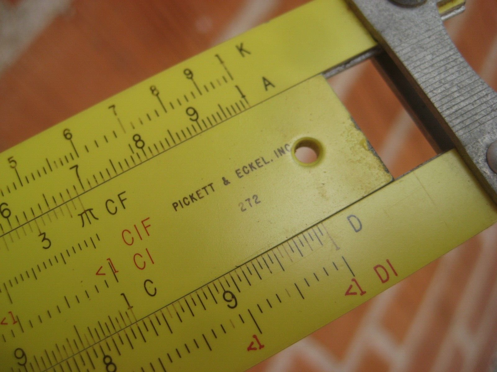 1959 PICKETTE Variable Scale Engineering N-1010-ES TRIG Slide Rule / Case USA