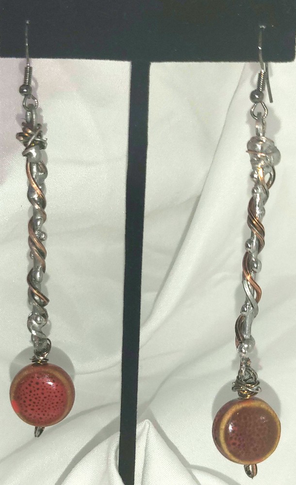 Ceramic & Copper Wire Dangle Earrings