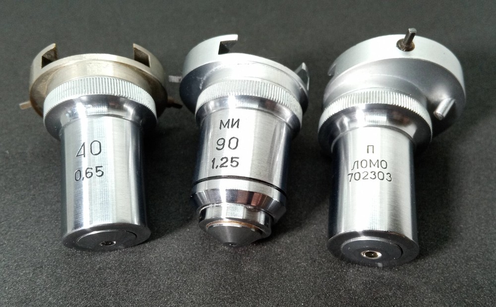 Set lenses lomo microscope Vintage USSR. Набор объективы ЛОМО запчасти микроскоп