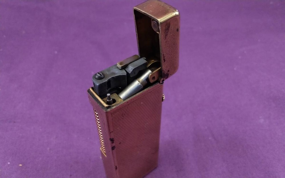 Dunhill Rollagas Early Model Gas Lighter Gold Barley Pattern Working