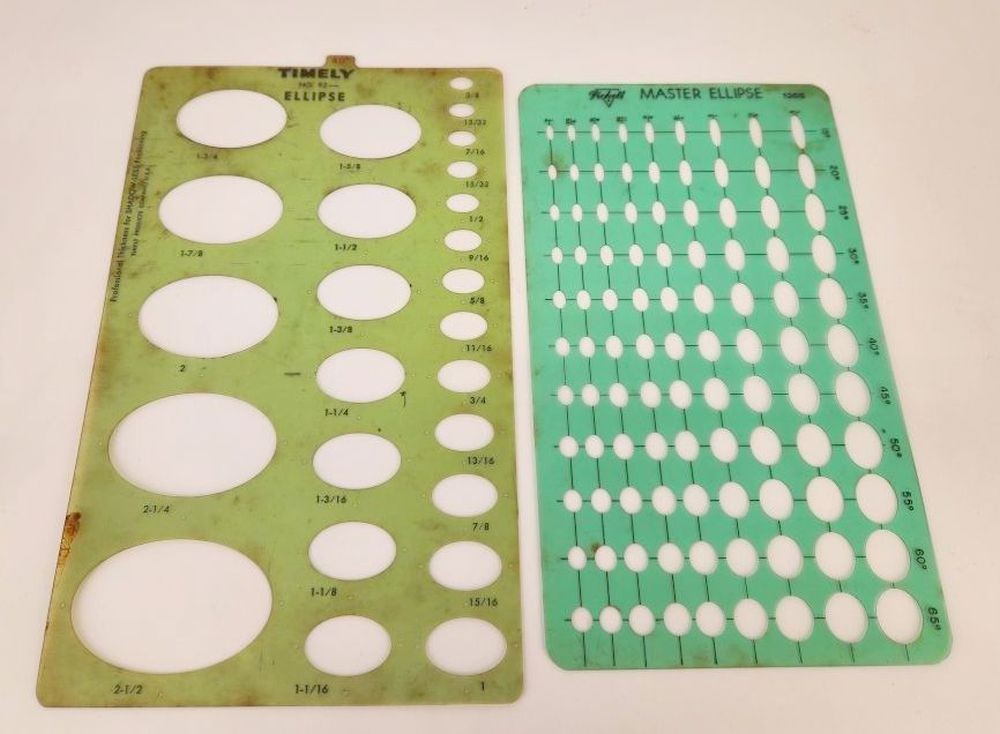 Set of Drafting Tools - Stencils, Plasticoid Protractors, Triangles, Curves