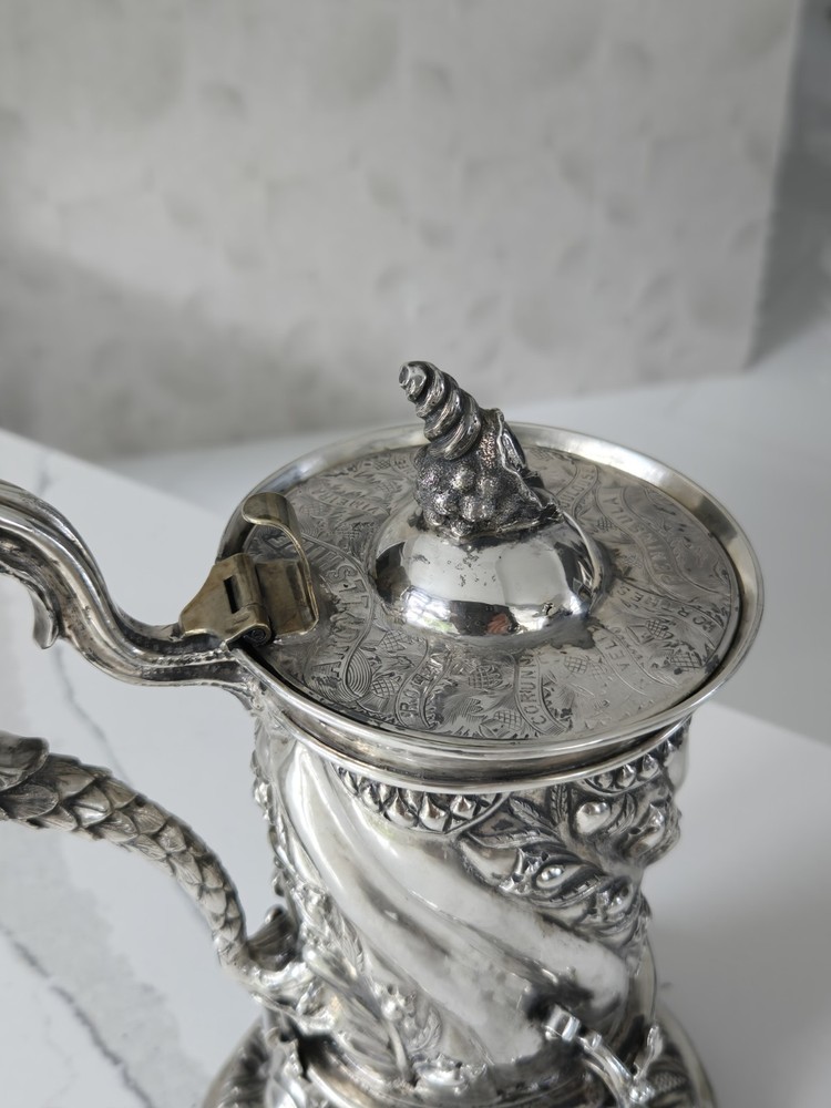 EXCEPTIONAL EXTRA LARGE GERMAN SILVER TANKARD