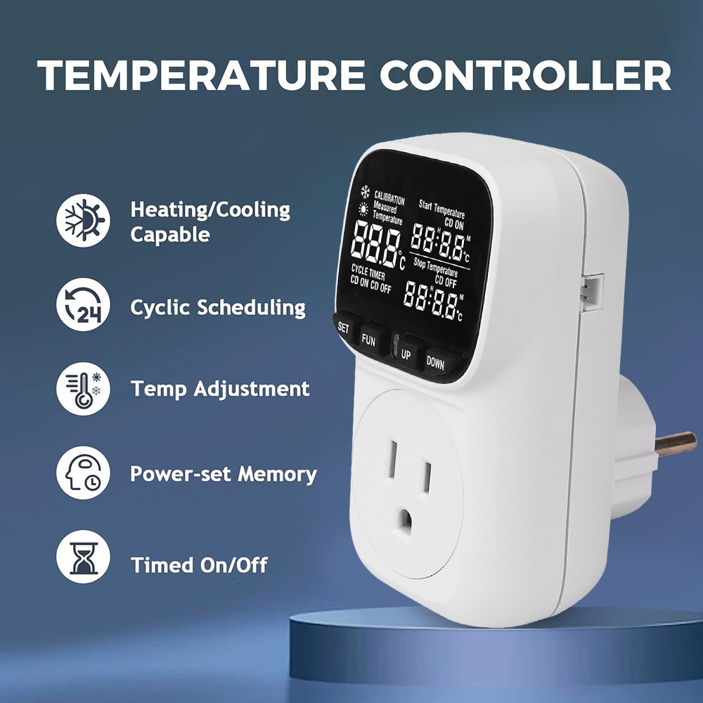 Digital Thermostat with LCD Display, 15A Keypad Temperature Controller Incubator