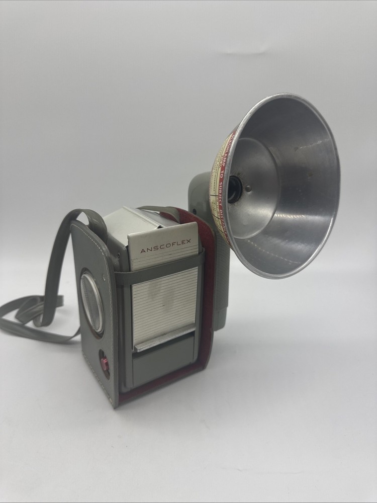 Vintage Ansco Camera Anscoflex Box Camera with Leather Case Flash