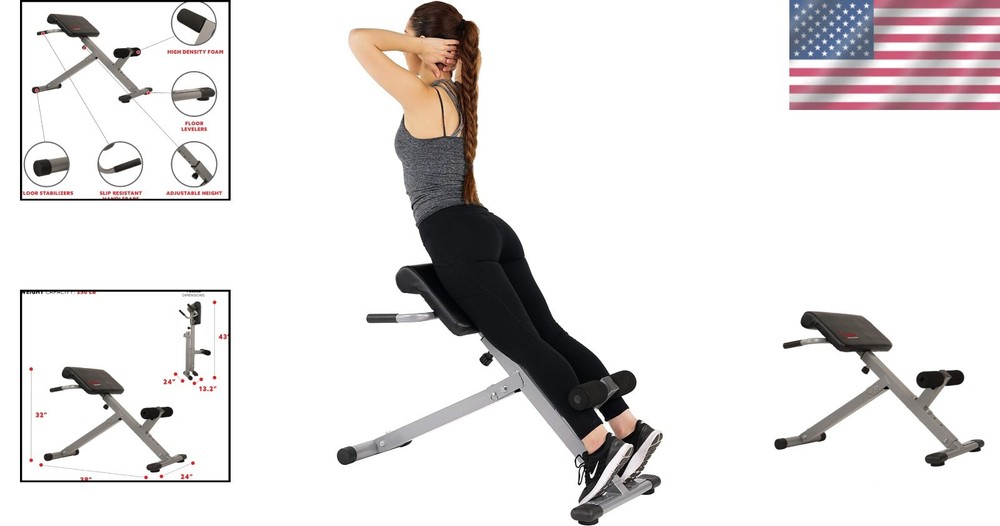 Multi-Function 45-Degree Hyperextension Bench - Adjustable & Foldable Design