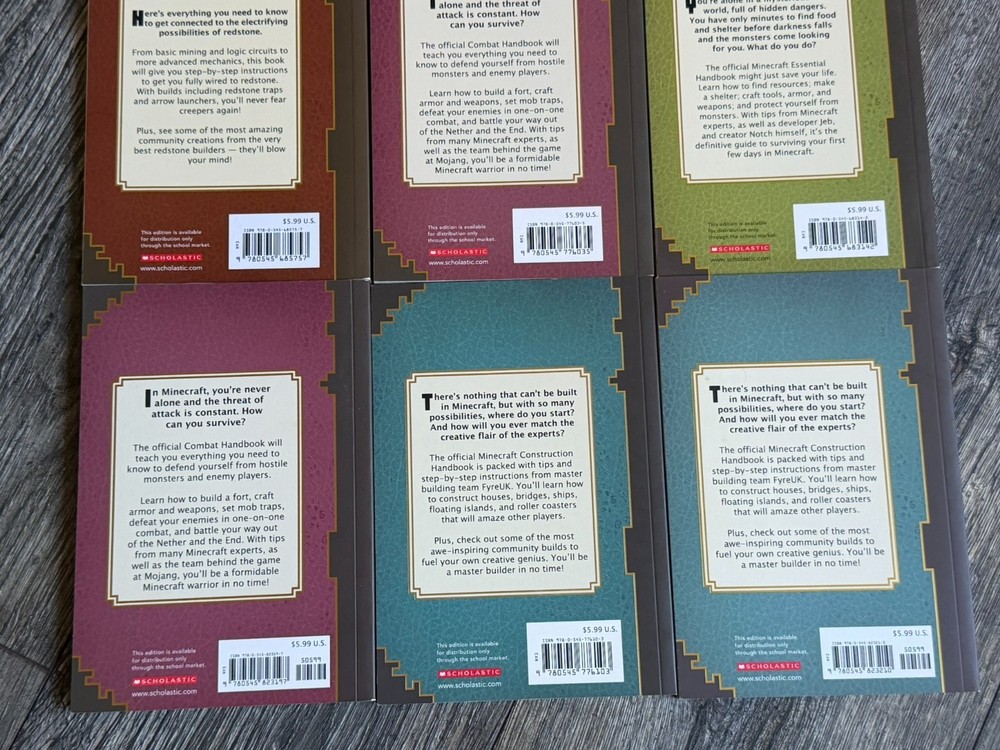 MINECRAFT Book 9pc Lot Guidebook Handbook Fiction Mojang Studios