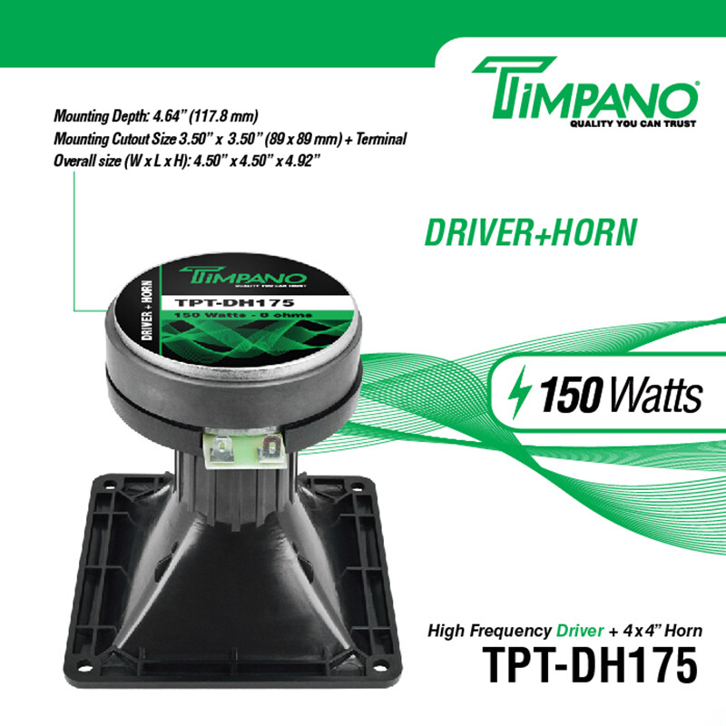 4x Timpano TPT-DH175 1" Ferrite Compression Driver 1in Exit Waveguide Pro Audio