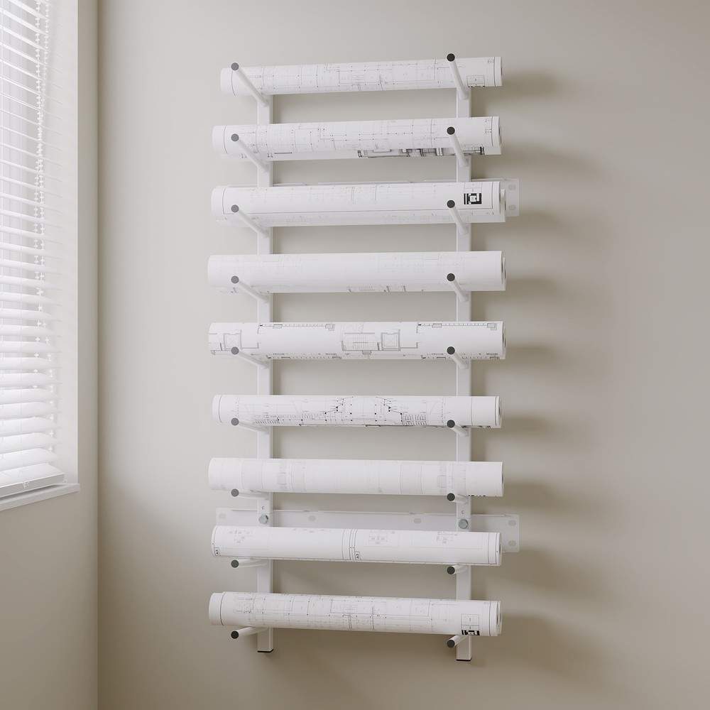 49" High Capacity 320lbs Blueprint Storage Roll File Wall Rack Adjustable Size