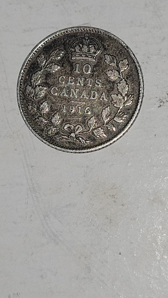 1916 Canada 10 Cents Silver Coin