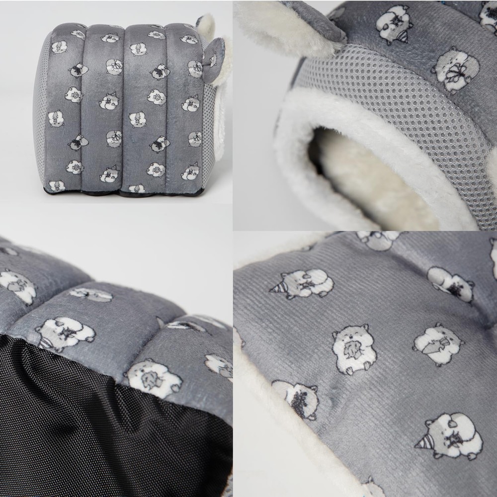 Grey Hedgehog Bed Cave Hideout Hamster Small Animals Warm House Accessories