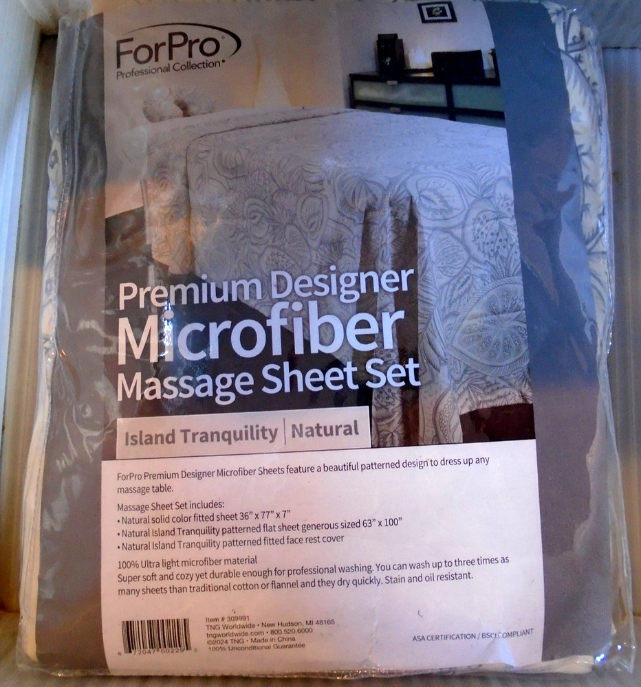 ForPro Premium Microfiber Massage Sheet Set - 3 Piece Natural Island Tranquility