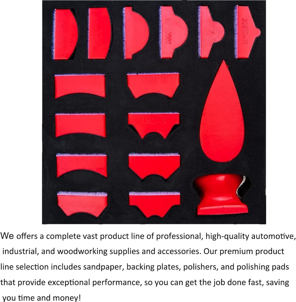 16-Piece Contoured Profile Hand Sanding Block Set with Hook and Loop I