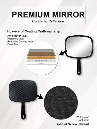Handheld Vanity Mirror with Handle & Hanging Hole for Travel Desk Makeup