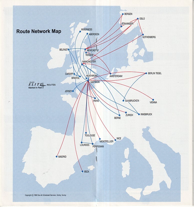 Dan-Air timetable 1990/10/28
