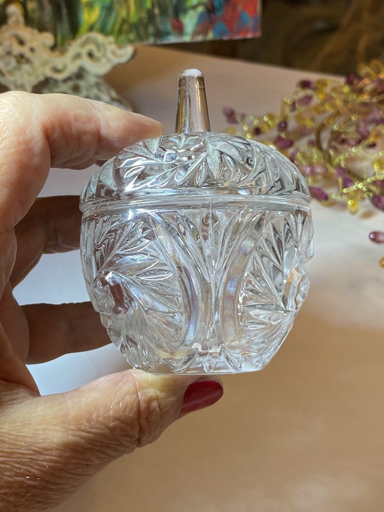 Vintage Crystal Lidded Miniature Trinket Box