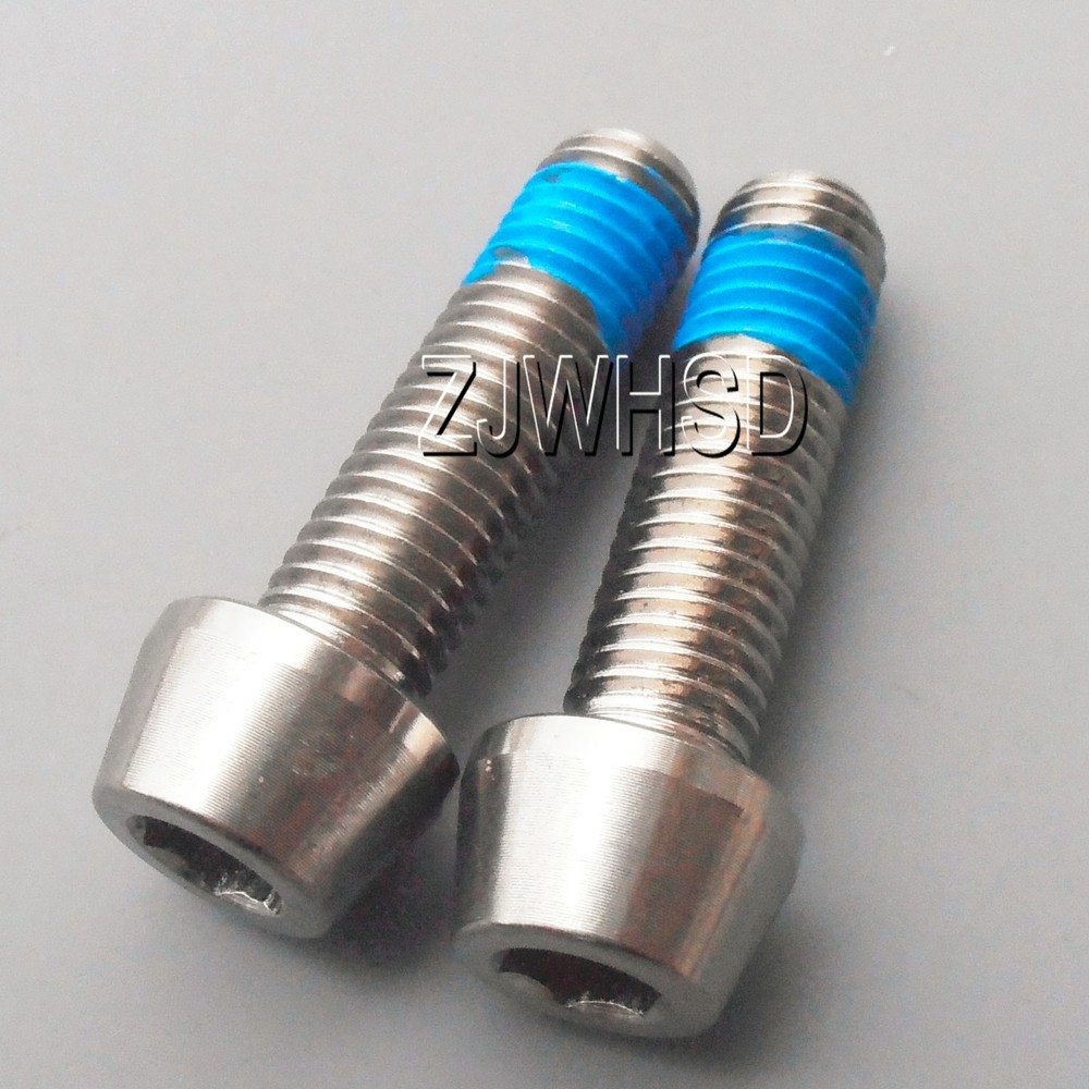 2pcs M7 x 25 Ti Titanium Screw Bolt Allen hex Taper Socket Cap Head+Threadlocker