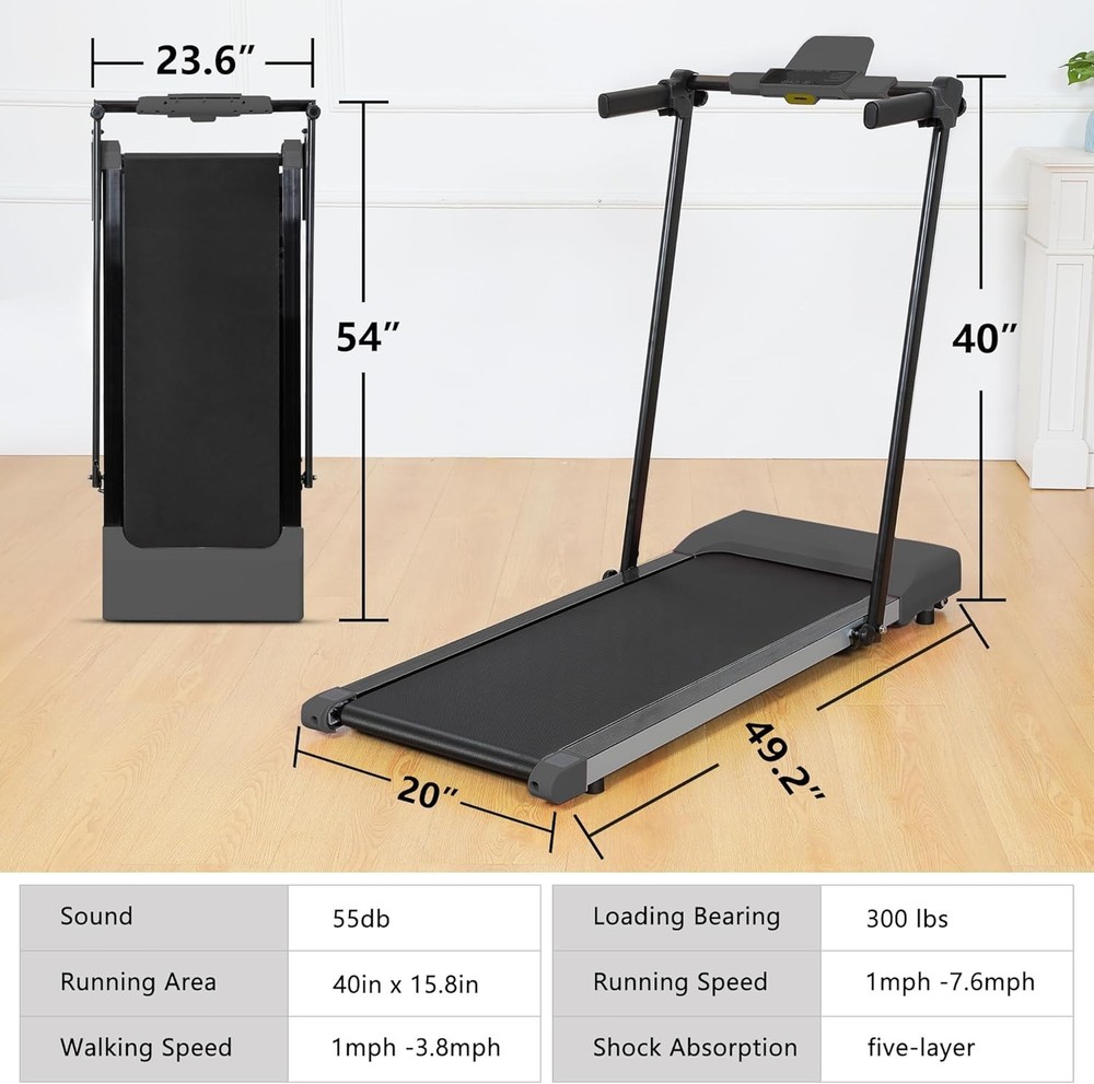 Compact Foldable Electric Treadmill Small Spaces Lightweight Folding with Handle