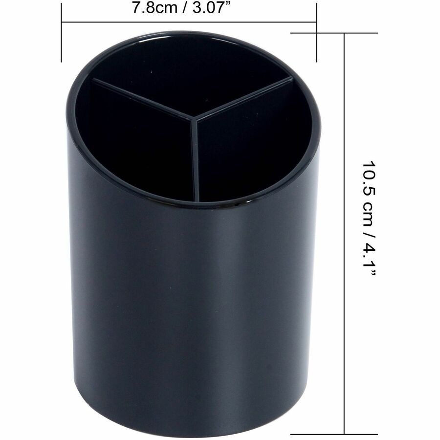 Business Source BSN32355 Pencil Cup 3 Compartment Black Plastic