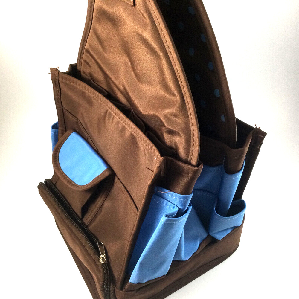 Tools Organizer Caring Bag with Dividers Canvas Blue Brown