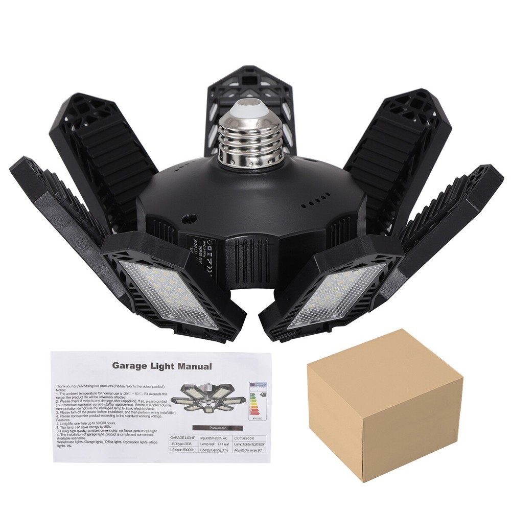 12000000LM LED Garage Light Super Bright Work Shop Ceiling Deformable Bulb Lamp