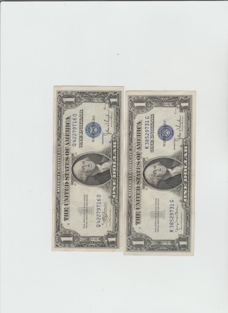 2 Lightly Circulated 1935 C&D Silver Certificates