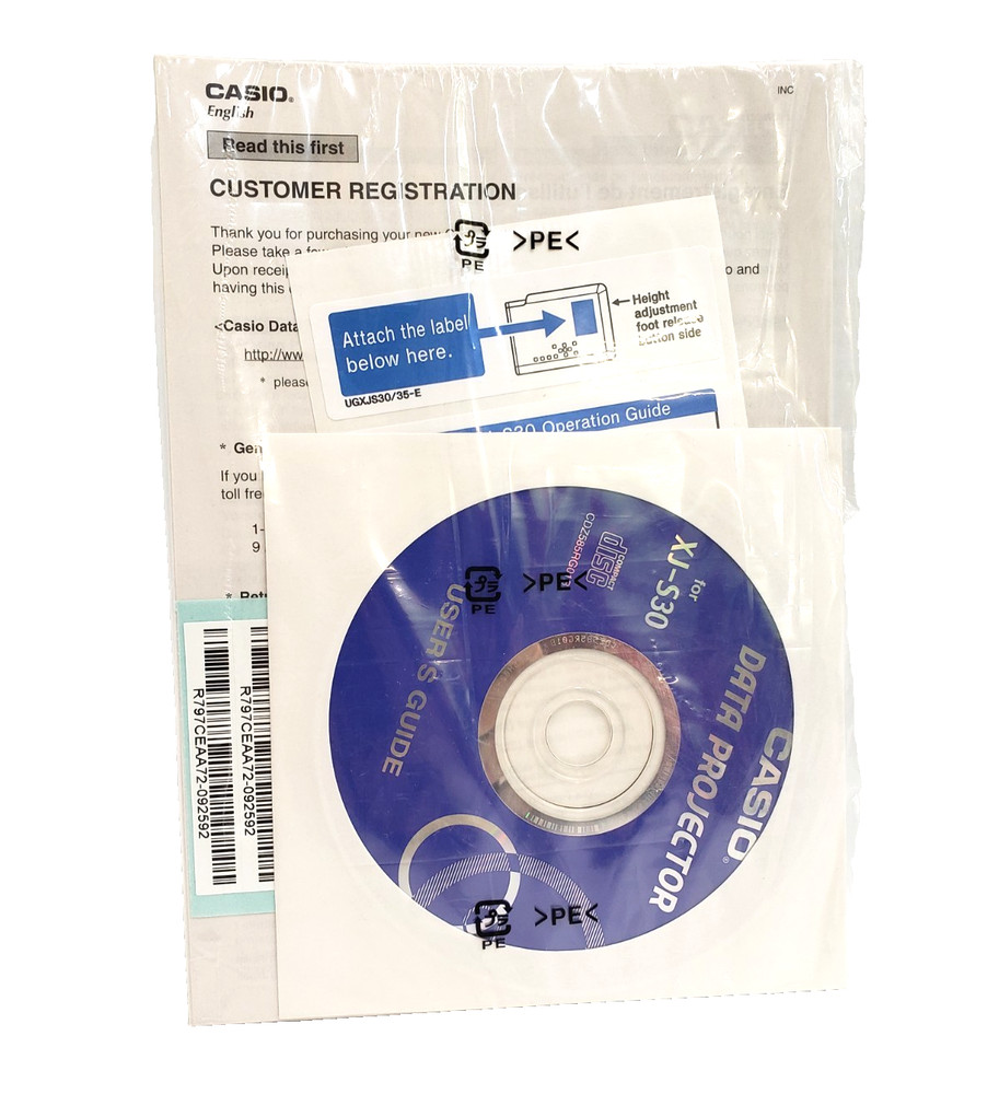 Genuine SEALED OEM Casio XJ-S30 Data Projector Documentation Manual Book & Disc