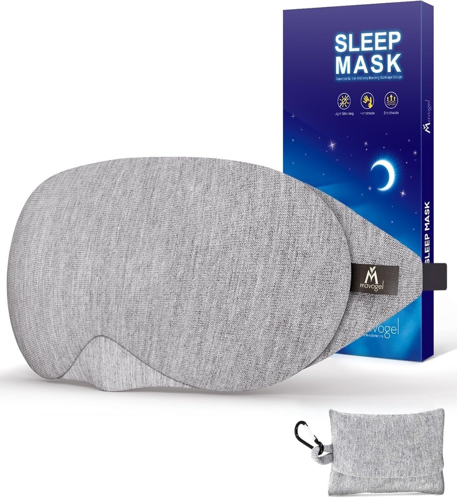 Cotton Sleep Eye Mask - Updated Design Light Blocking with Adjustable Nose Br...