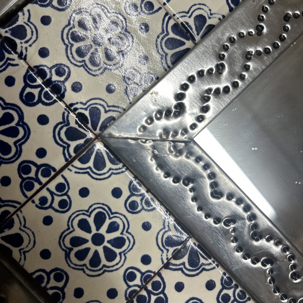 16’ By 19’ Medium Mexican Tile & Tin Framed Wall Mirror, Hand Made