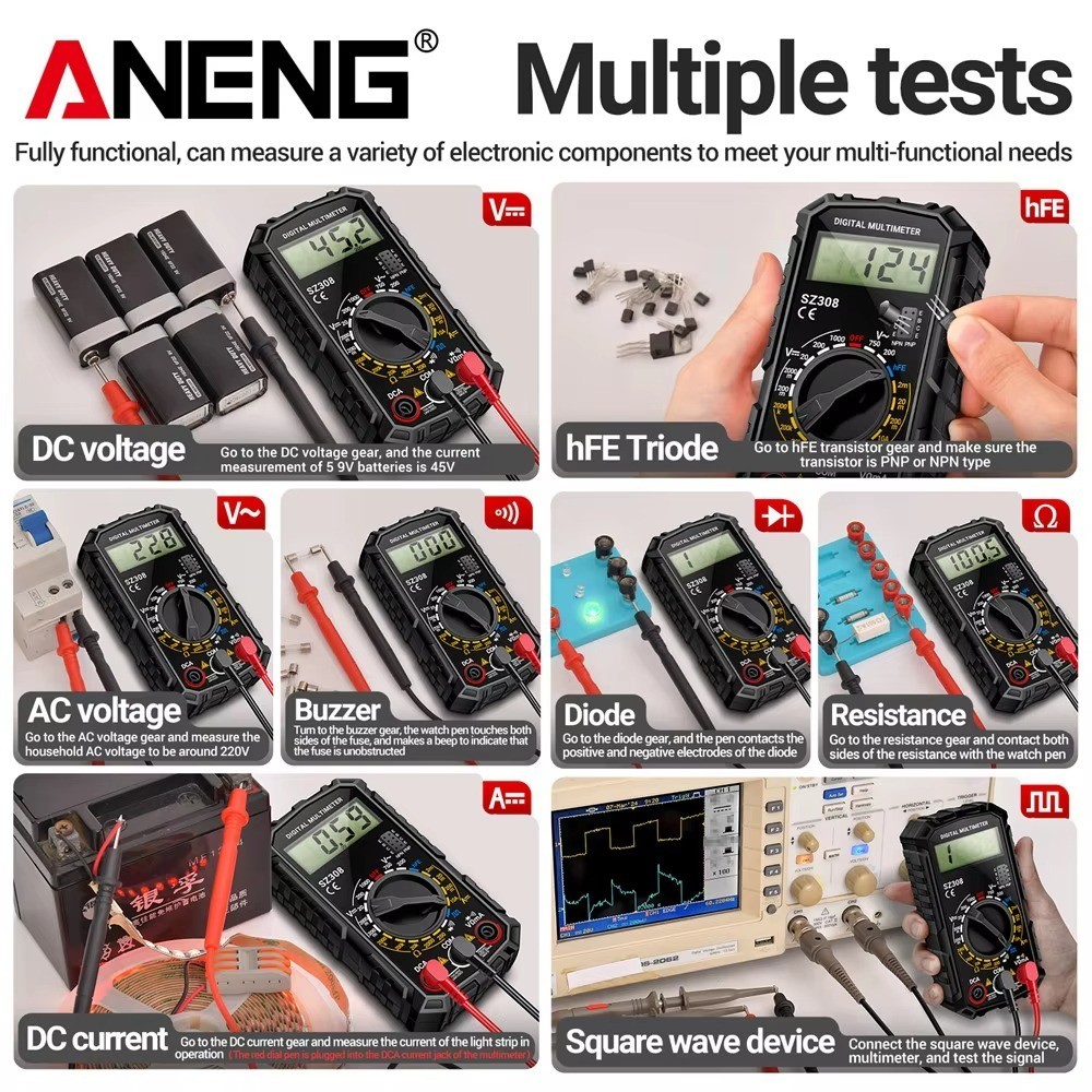 ANENG SZ308 1999 Count Digital Multimeter AC/DC High-Precision Multi-function Vo