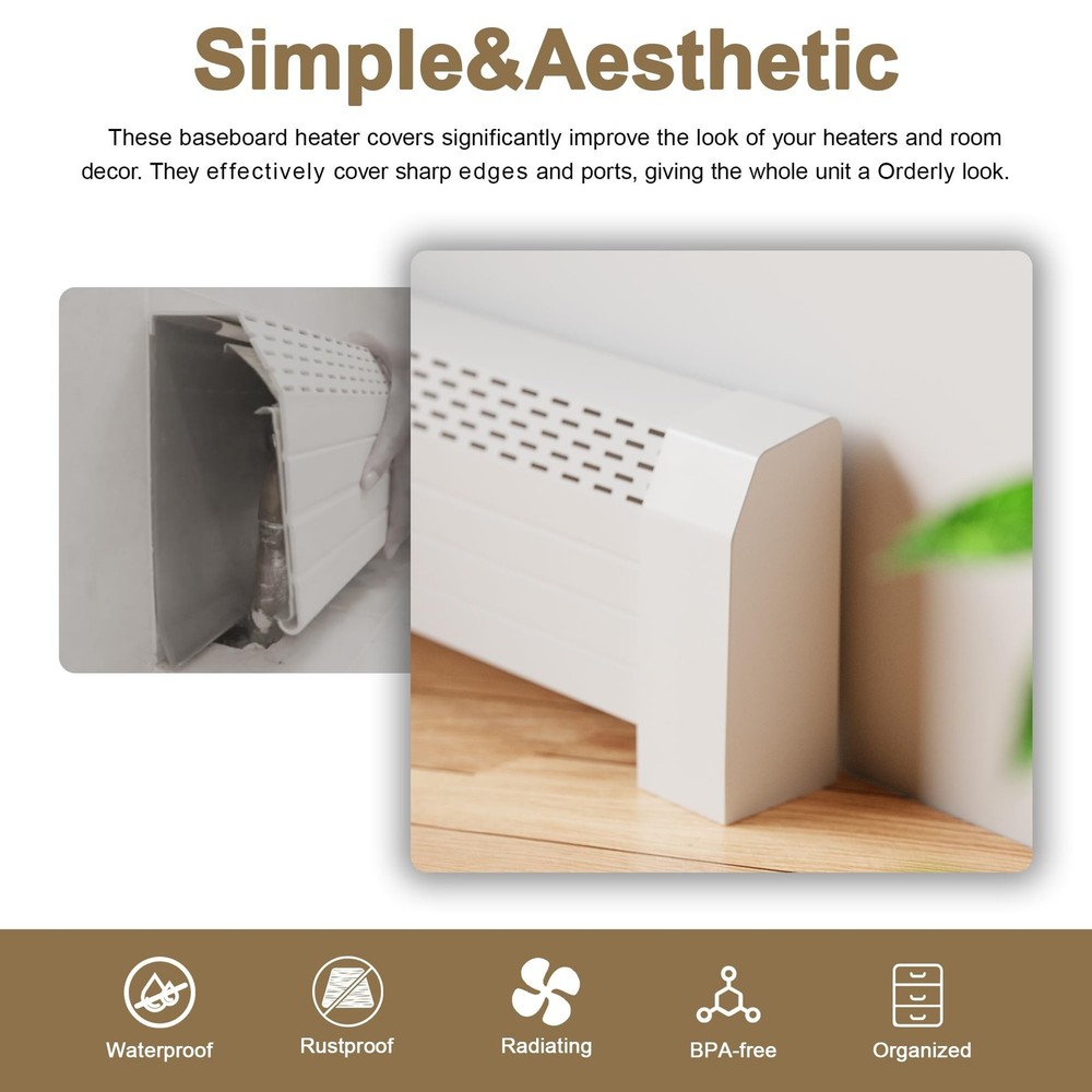 Baseboard Heater End Caps 2-Pack Plastic Left Right 4 Bottom Grooves Adjustable
