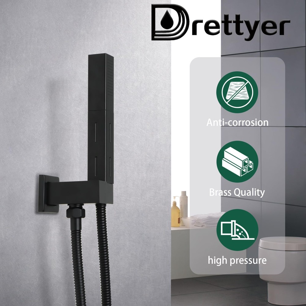 Matte Black Brass 2 in 1 Function Handheld Shower Sprayer Head