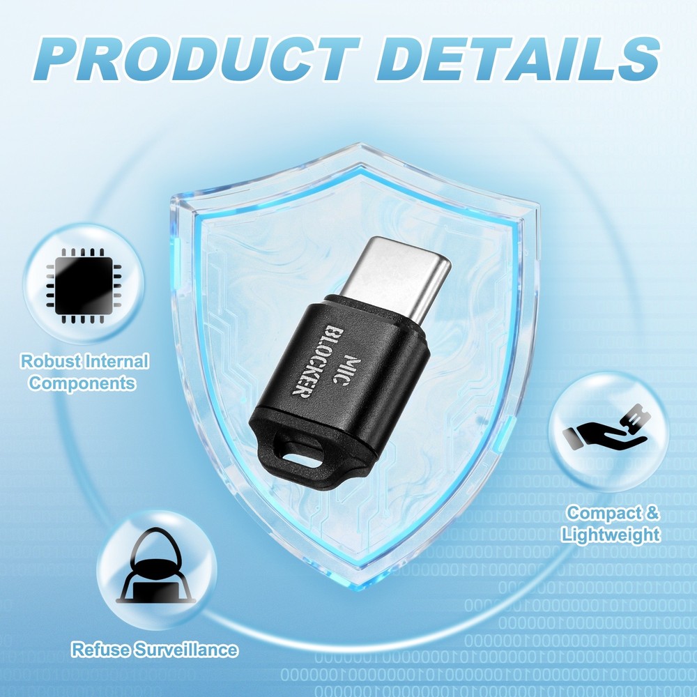 2 Pcs Microphone Blocker, USB Type C Audio Blocker, Black