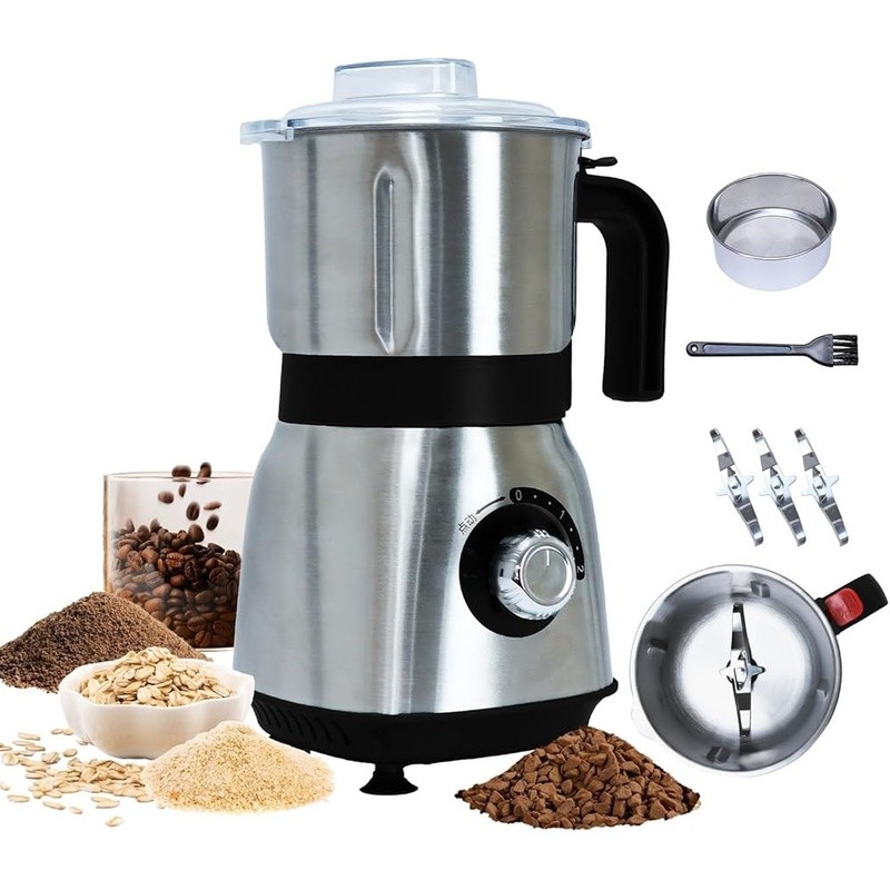 Electric Spice Grinder Multi-speed Stainless Steel 600ml Powerful Kitchen Tool