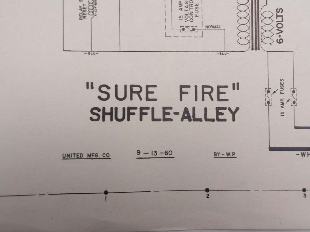United: Sure Fire - Shuffle Bowler- Schematic - NOS