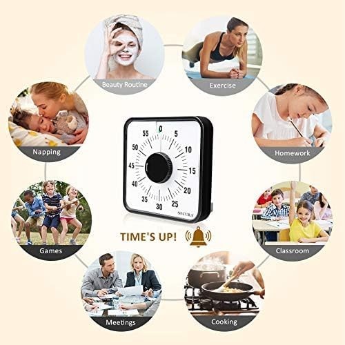 Magnetic Backing 60-Minute Visual Timer - Easy to Use Mechanical Clock in Green