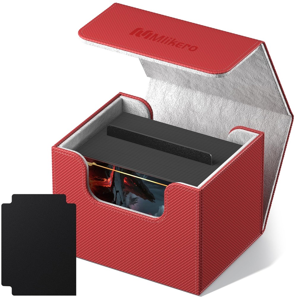 Mlikero Card Deck Box, Commander Box Holds 3x2x1 inches, V2-Red