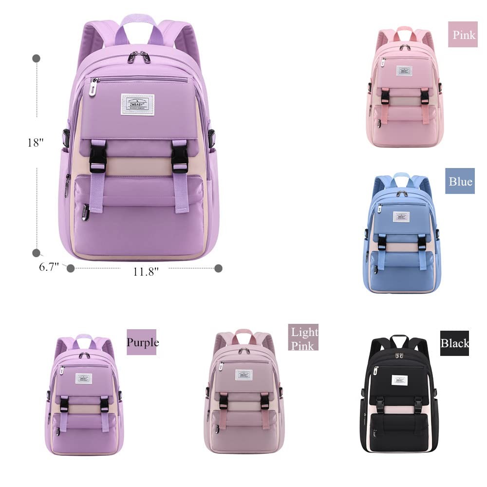Kids Backpack Solid Color Girls Elementary Middle School Casual Daypack Light...