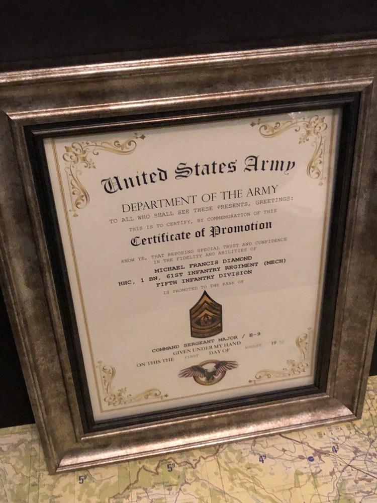 COMMAND SGT MAJOR / CSM (E-9) U.S. Army ~ Commemorative Promotion Certificate