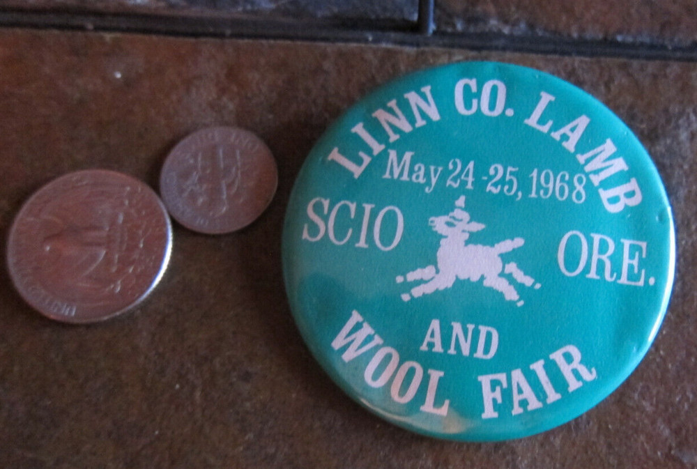 1968 Linn County Lam Wool Fair Scio Oregon Pin back button