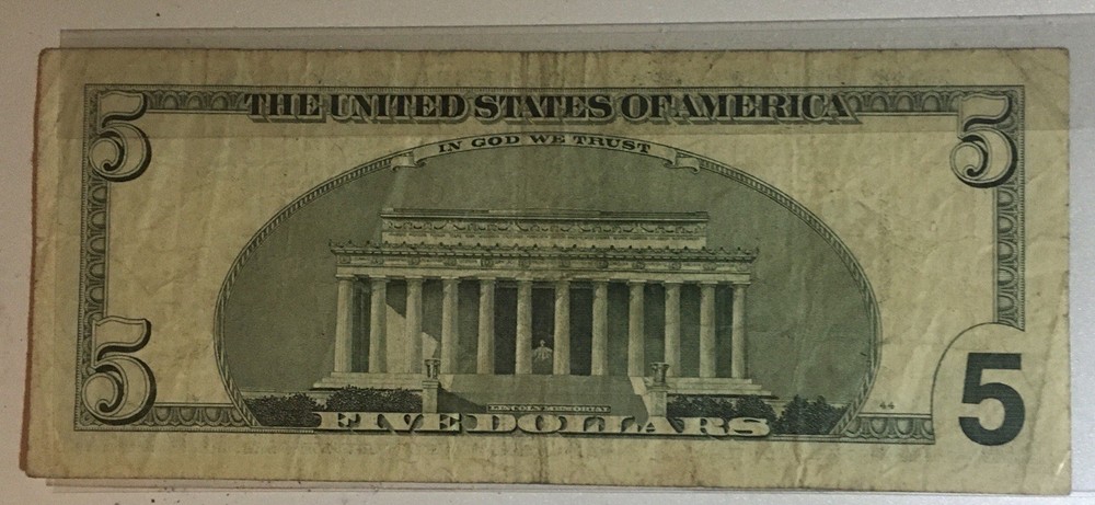2001 $5 Error Off Print And Birthday Note. A Rare Error Combo