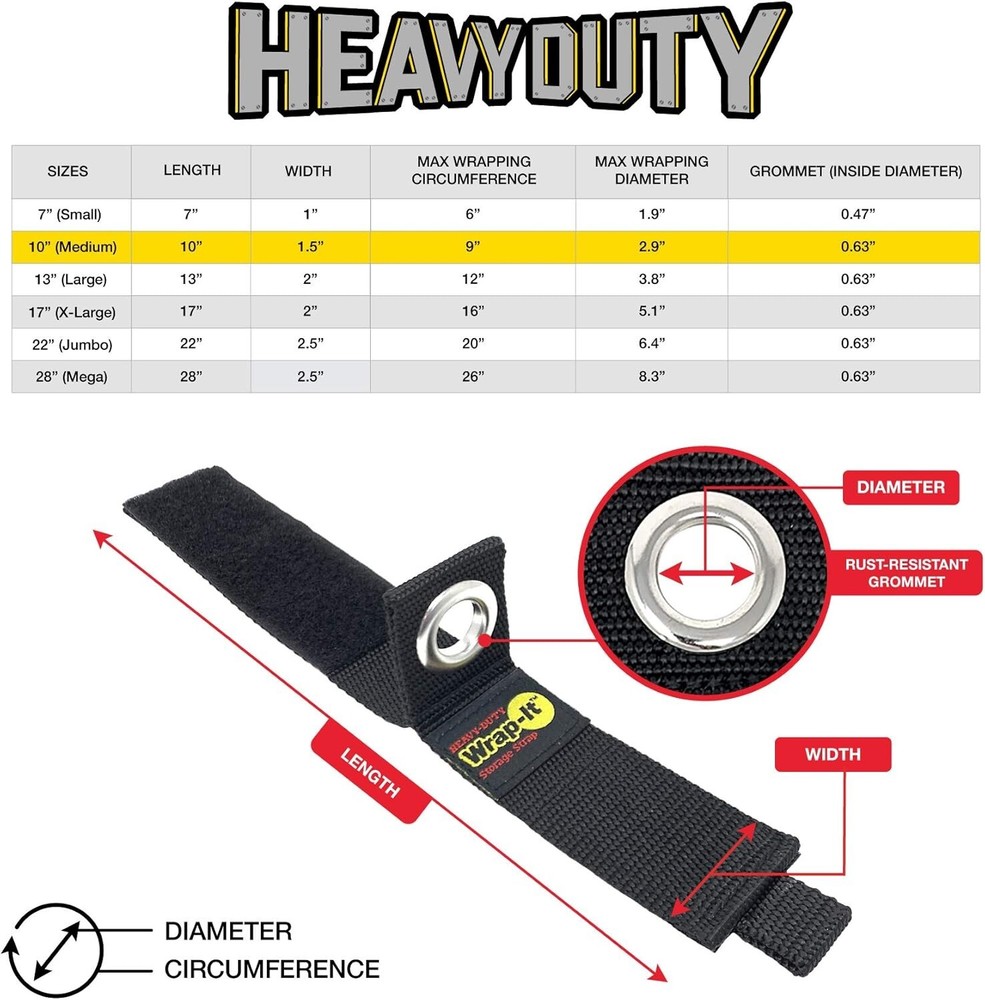 Versatile 10-Inch Heavy-Duty Storage Straps, 6-Pack for Efficient Organization