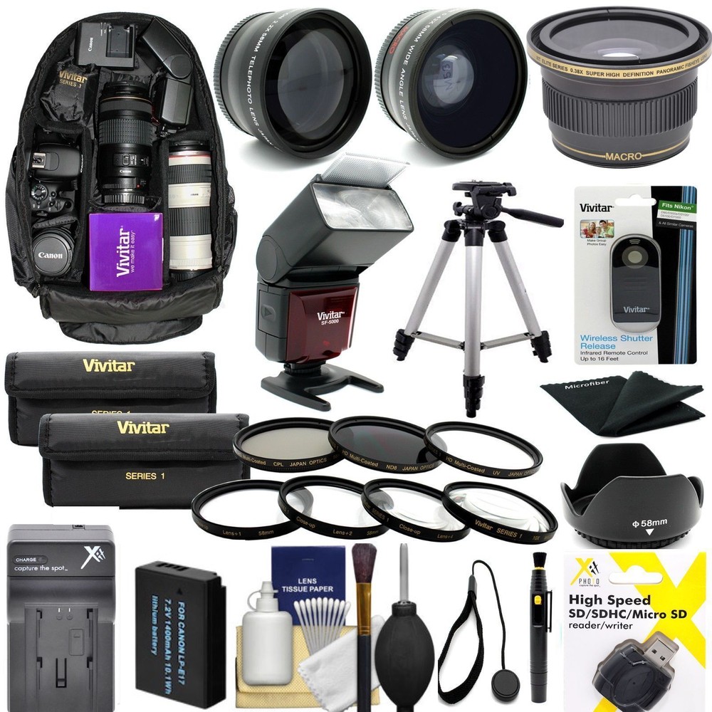 CANON EOS M5 MIRRORLES FULL 49MM HD ACCESSORY KIT LENSES FLASH 60" TRIPOD + CASE