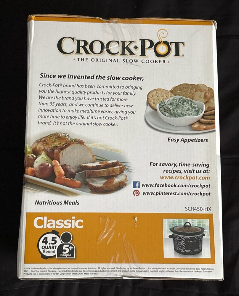 Classic Crock Pot Rare Black & White Hex Pattern 4.5QT.