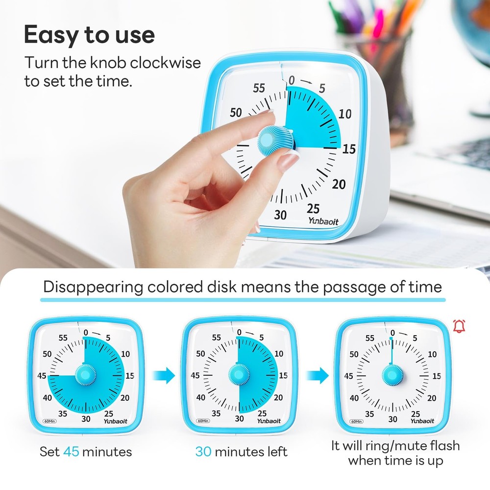 Visual Timer with Night Light, 60Minute Countdown Timer for Kids and Adults, ...