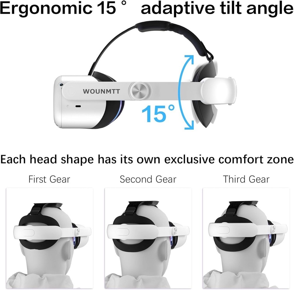 VR Head Strap for Meta Quest 2 Adjustable Comfort Band Foldable Support Strap